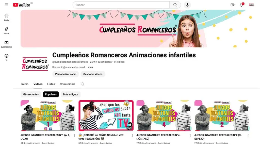 Imagen que representa Canal de Youtube Cumplaeños Romanceros